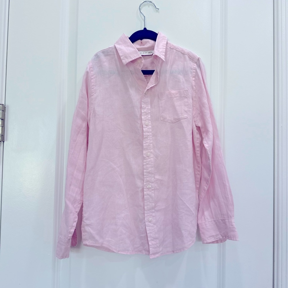 Beautiful long sleeve shirt with collar in linen, janie and jack brand size 7